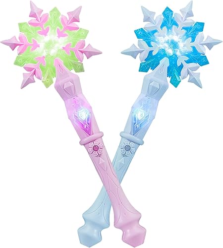 KingGlee Varita de copo de nieve iluminada con música, varita mágica de juguete de princesa sensible al movimiento para niños y niñas, cumpleaños,