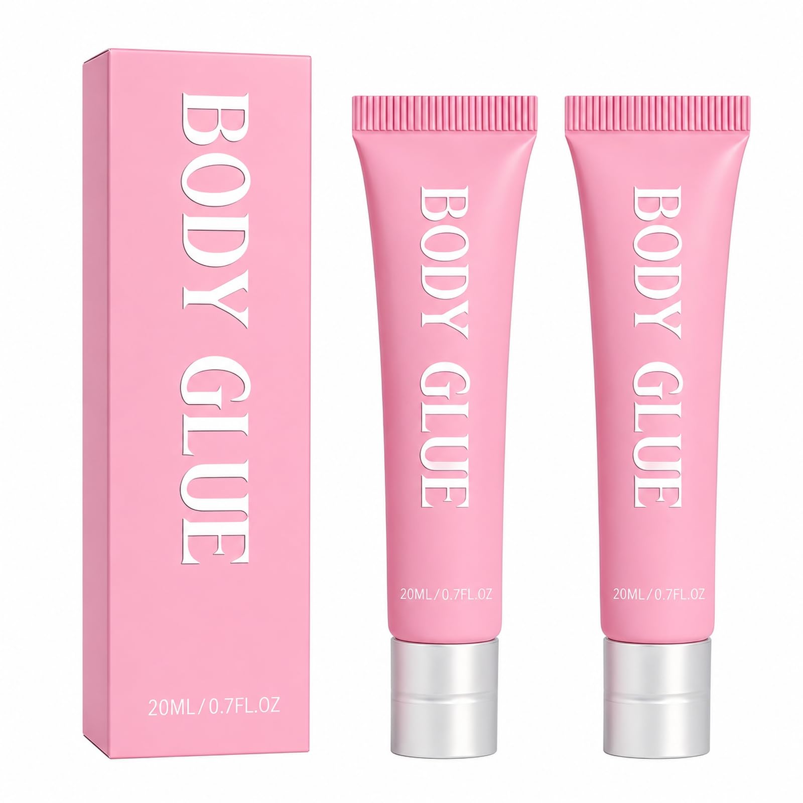 Body Glue for Clothes, Clear Invisible Strong Hold Skin Glue, Skin-Friendly, Sweat-Resistant & Easy to Wash, for Dresses, Deep V-Necks, Dance Costumes & Strapless Outfits 20ml (2, Pink)