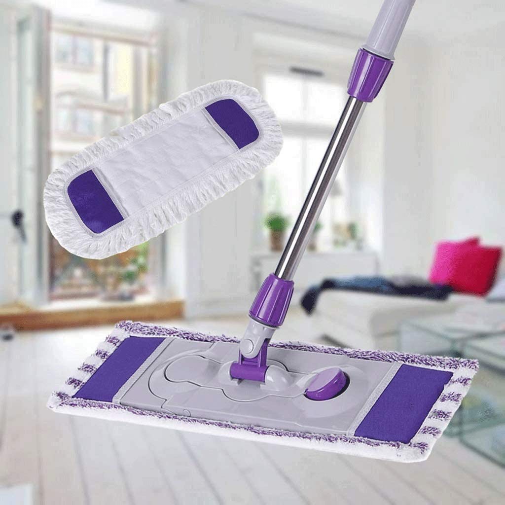 Trapeador de Polvo Morado, trapeadores de Microfibra para Limpieza de Pisos, con Mango Ajustable Extensible y Almohadillas Lavables para trapeadores