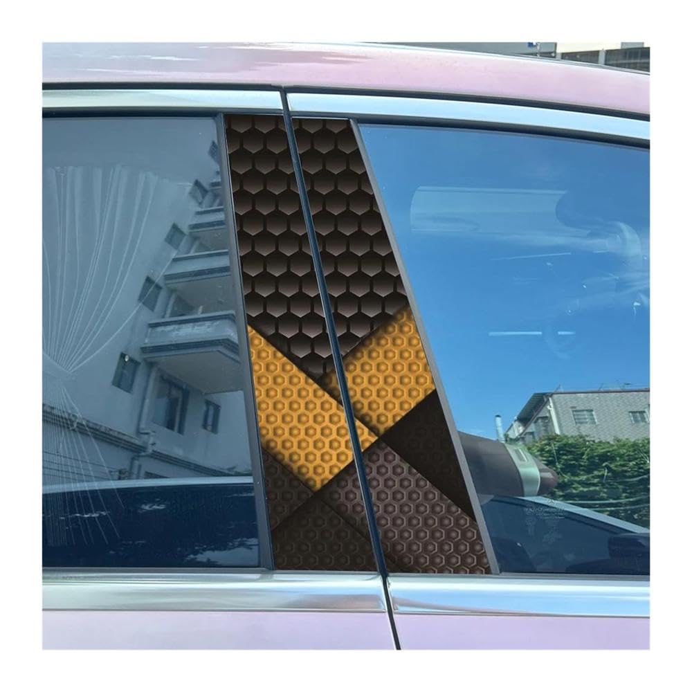Body Parts 2pcs Honeycomb Bee Car Center Pillar Sticker B-Pillar Protective Film Decoration Decals(C)