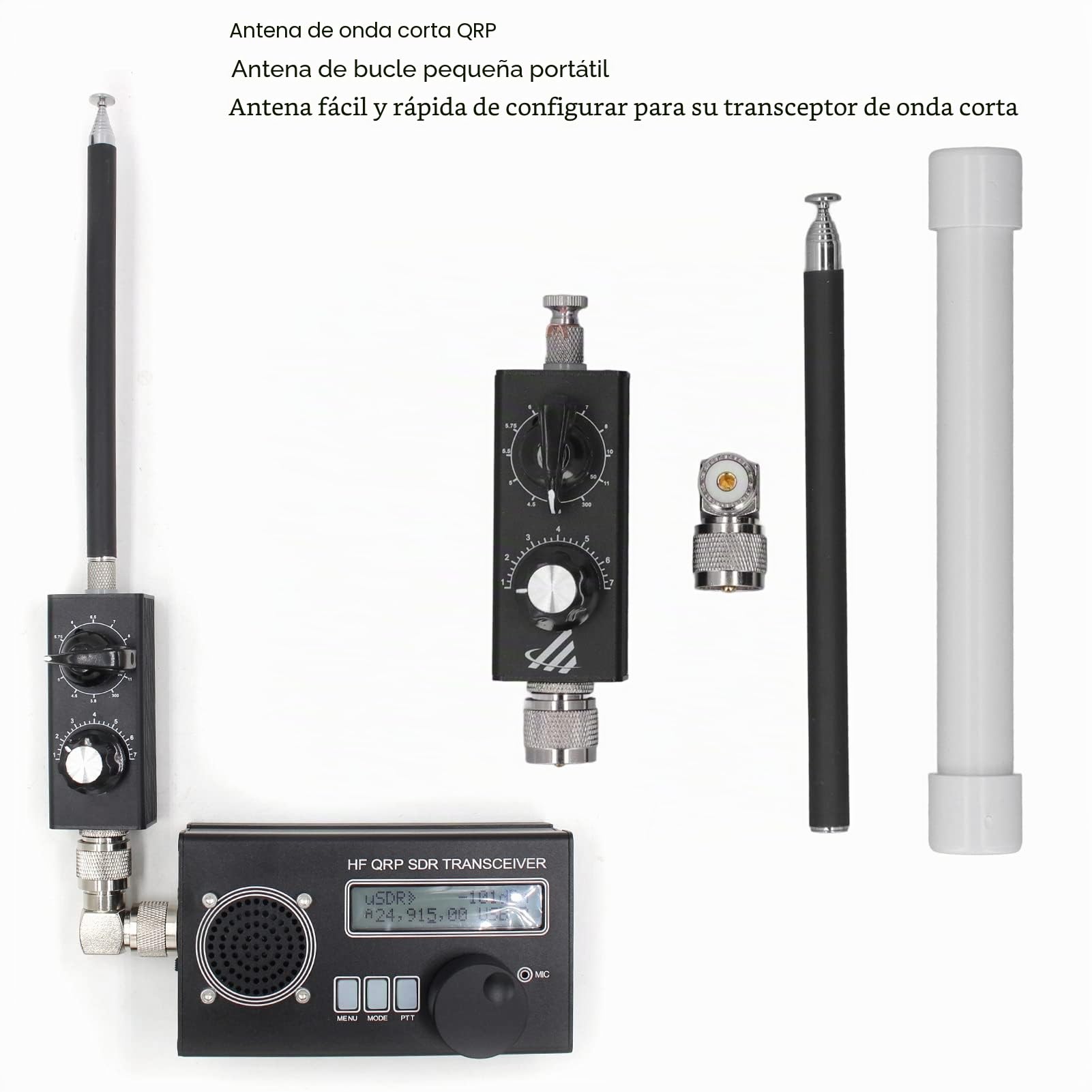 QRP Antena de onda corta, portátil HF de banda completa sintonizada, FM Aviación UV pequeña antena para transmisión de recepción de señal