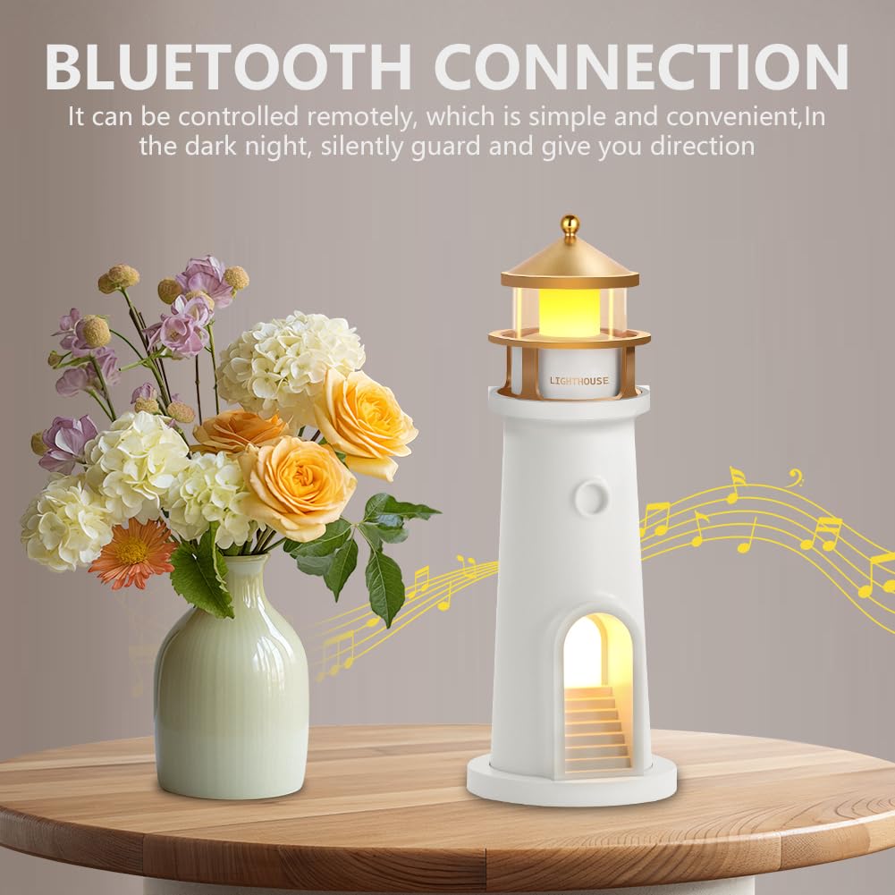 Lámpara de faro, faro LED recargable, lámpara de faro de proyección de luna con control remoto y función Bluetooth, para cumpleaños, día de Acción de Gracias, día de San Valentín
