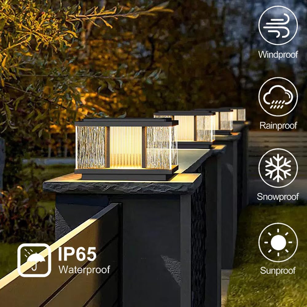 Globe Outdoor Waterproof Fence Wall Pillar Lamps Exterior Rainproof Glass Ball Porch Column Post Lights Aluminum Landscape Courtyard Street Deck Bollard Light Pedestal (30x19.5cm)