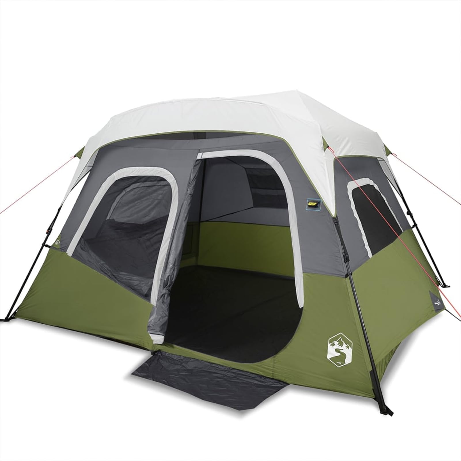 Tenda da Campeggio per Famiglia 6 Posti, con Sistema di Montaggio Rapido, Illuminazione LED Integrata, Poliestere 190T con Rivestimento PU, Telo Antipioggia Staccabile, per Avventure all’Aperto