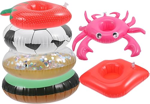 Flotantes para bebidas para piscina, 6 uds, taza inflable de PVC, fácil almacenamiento, flotadores decorativos para bebidas