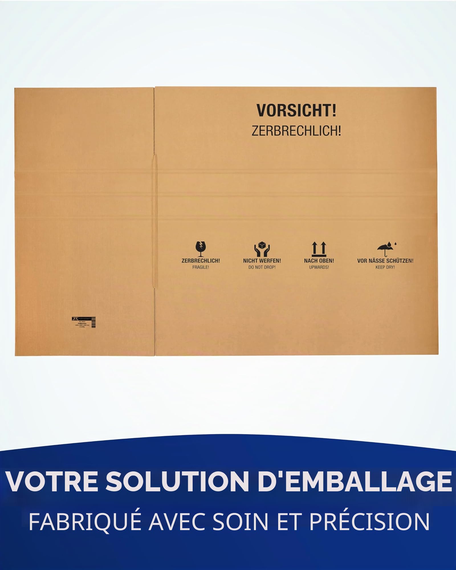 Boîtes pliantes KK Verpackungen, 2 parois | 2 pièces, 1200 x 600 x 600 mm, cartons d'expédition à double paroi rainures en hauteur selon Fefco 0201 | Boîtes à double paroi pour l'expédition de colis