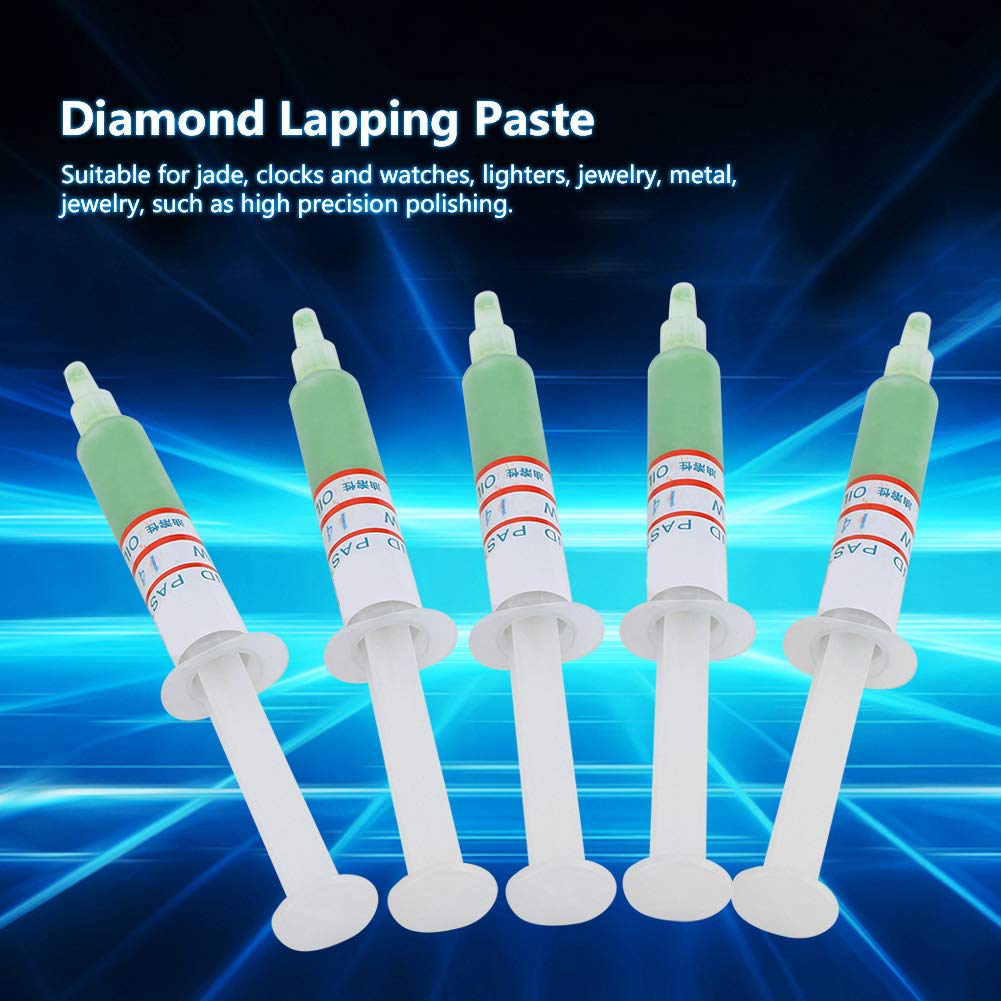 Pasta Diamantata, Akozon 5 Pezzi Pasta Lucidante Diamantata W0.5-W40 Tubo Ad Ago per Pasta Abrasiva Composta per Lappatura per Vetro Orologio Giada Gioielli Lucidatura Ad Alta Precisione(W14#800)