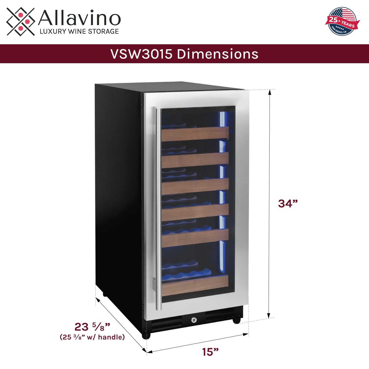 Allavino Reserva Series 30-Bottle Single Zone Built-in Wine Cooler Refrigerator on Fridge.com