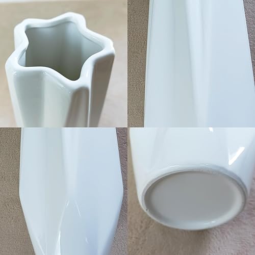 Miniatura 3 de DOCFLVAS Florero de cerámica blanca de 12 pulgadas de alto, florero blanco para decoración del hogar para hierba de las pampas, jarrones modernos