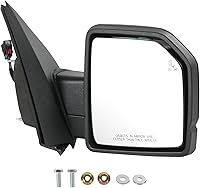 Vista 9 de JDMSPEED Espejo retrovisor lateral izquierdo eléctrico con calefacción, señal LED texturizada, negro, izquierdo, LH, compatible con Ford F150