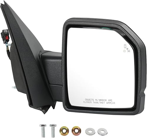 Vista 10 de JDMSPEED Espejo lateral del lado del pasajero con calefacción y señal LED con textura negra a la derecha Compatible con Ford F150 2015-2020 con Negro