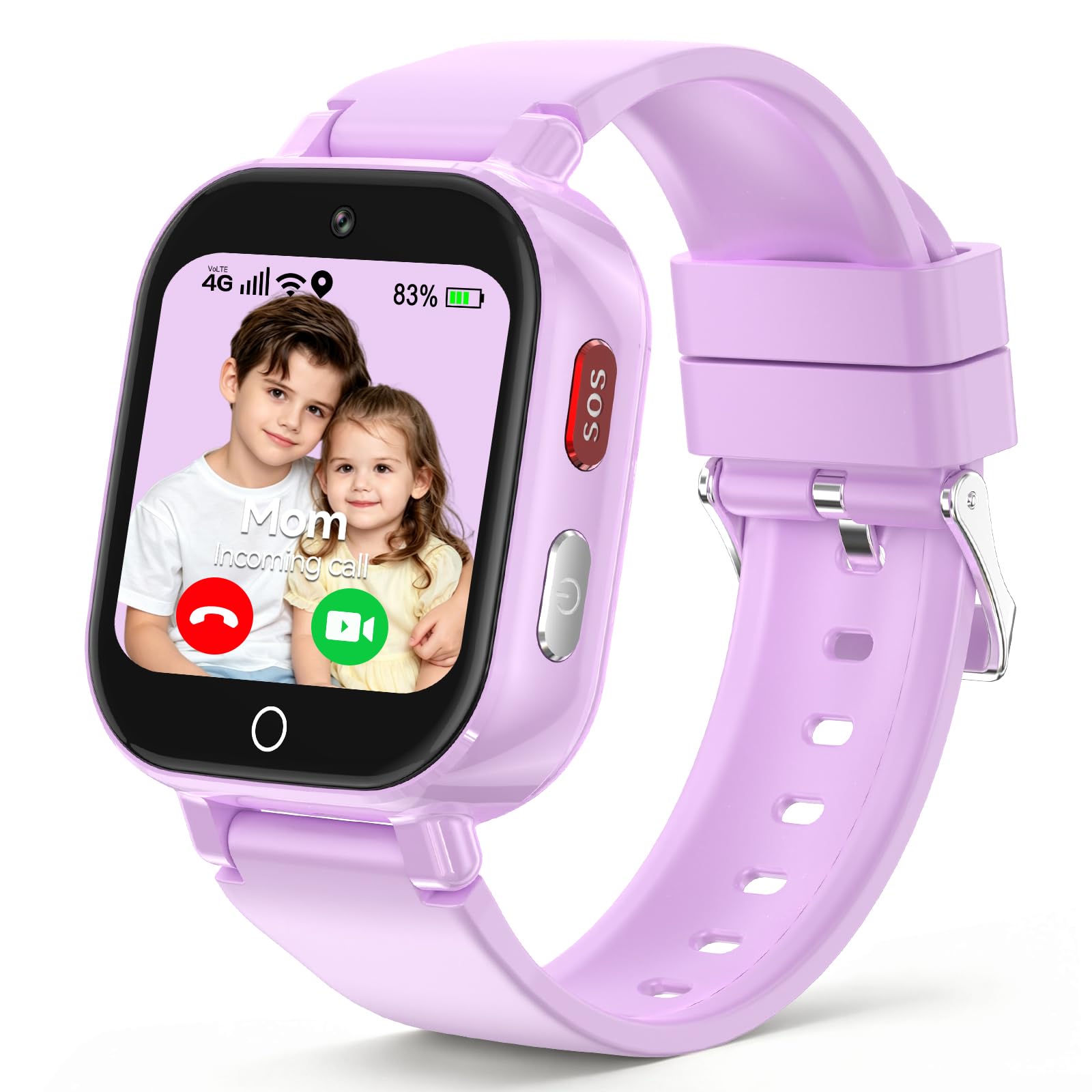 4G Smartwatch Bambini, Orologio GPS Bambini con Videochiamate Impermeabile | Chat Vocale, Modalità Classe, Sveglia, Contapassi, Fotocamera, Calcolatrice, Smart Watch per Ragazzi e Ragazze Regalo Lavanda
