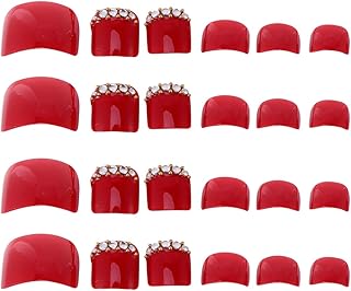 FRCOLOR 72 Pcs Unhas Postiças Curto Quadrado Unhas Postiças Cobertura Completa Cola Em Unhas Postiças para Mulheres Meninas Favorece Vermelho
