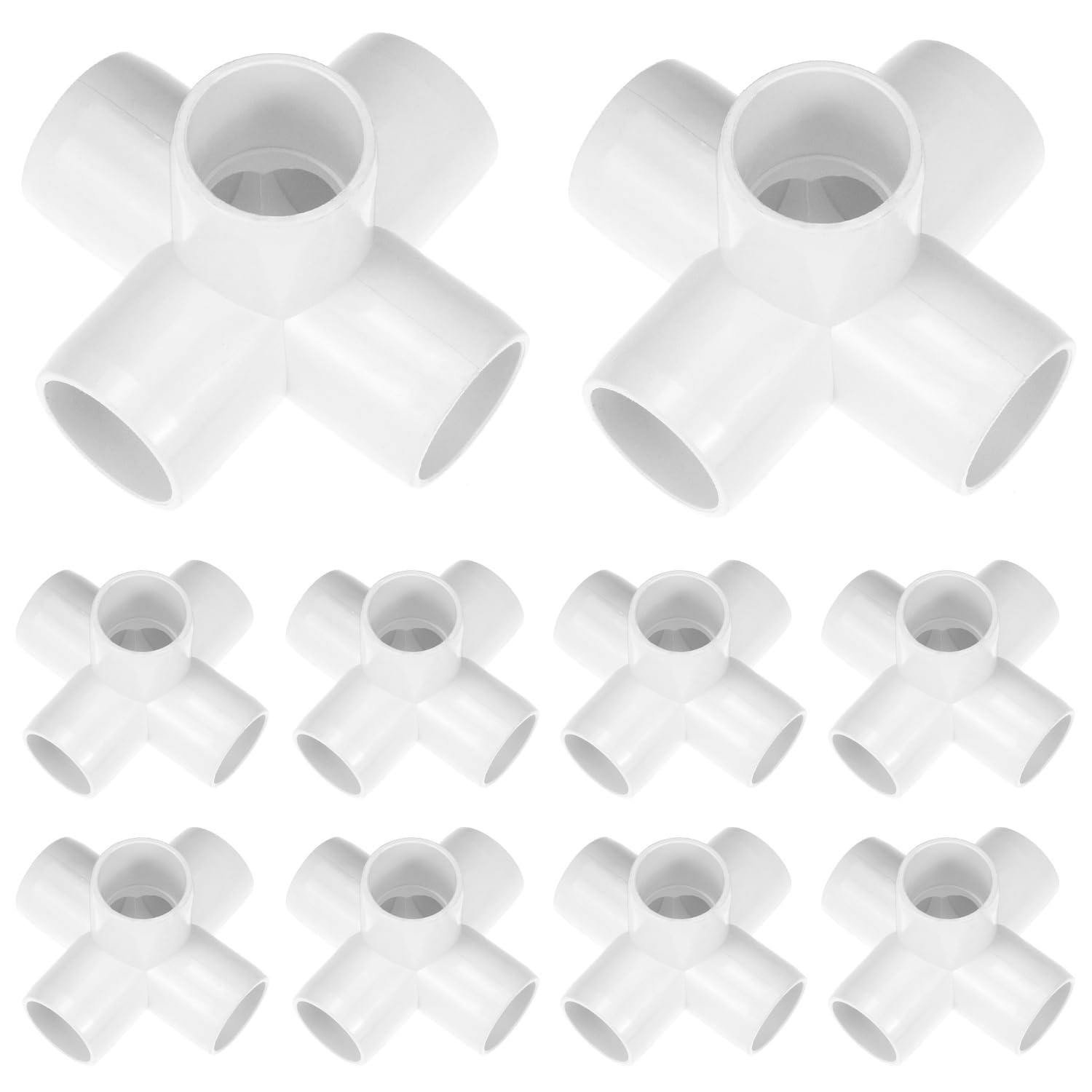 QWORK Raccordo a gomito in PVC a 5 vie da 2,5 cm, confezione da 10, colore bianco, per costruire cornici fai da te, serre in PVC e varie applicazioni