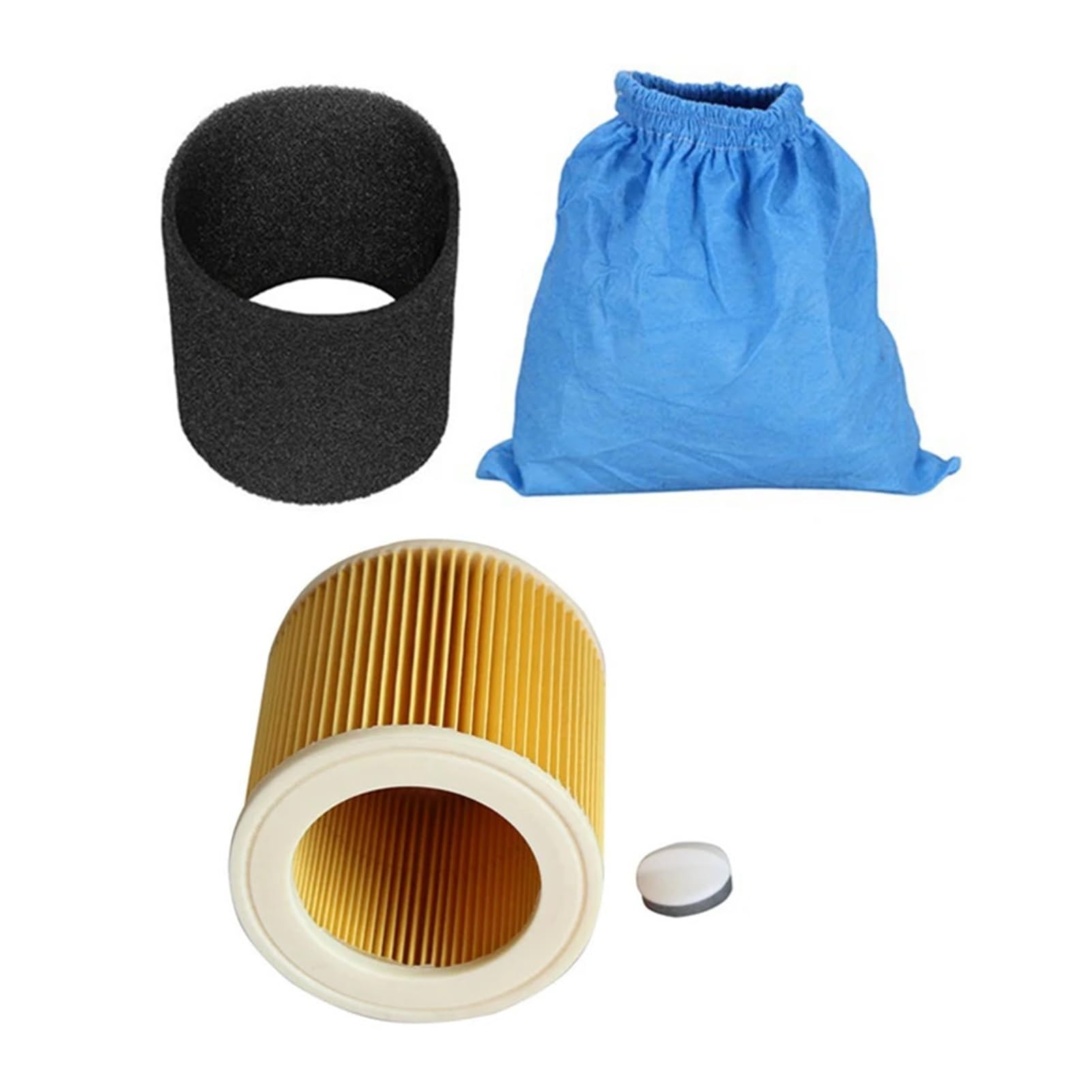 Bolsas de Filtro Textil Filtro de Espuma húmeda y Seca Filtro HEPA Compatible con Piezas de aspiradora Karcher MV1 WD1 WD2 WD3