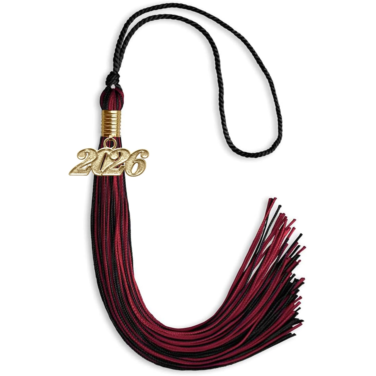 Endea Graduation Mixed Double Color Tassel with Gold Date Drop (Black/Cardinal, 2026)