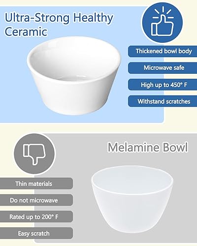 Miniatura 7 de Tazones pequeños de porcelana, cuencos de postre de 8 onzas, aptos para horno, cuencos para helado, tazas de caldo, juego de 6
