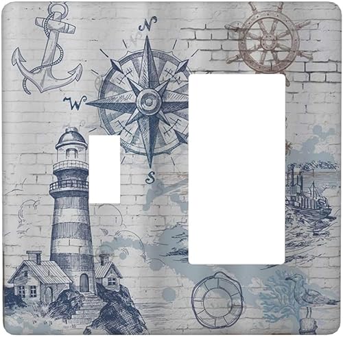 Miniatura 23 de Cubierta de interruptor de luz basculante de palanca de 2 bandas con textura de tablón rústico, diseño floral de mariposa y margarita