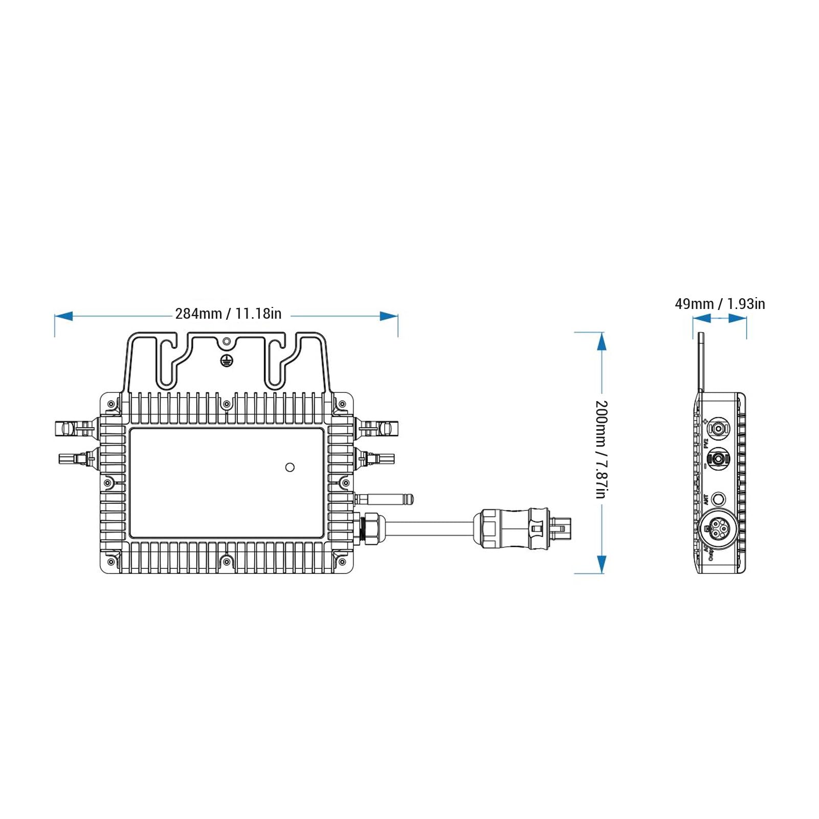 YWBL-WH Inverter WiFi da 700 W, Lega di Alluminio, MPPT Ad Alta Efficienza e Telecomando per Impianti Solari da Balcone e Centrali Elettriche di Piccole e Medie Dimensioni