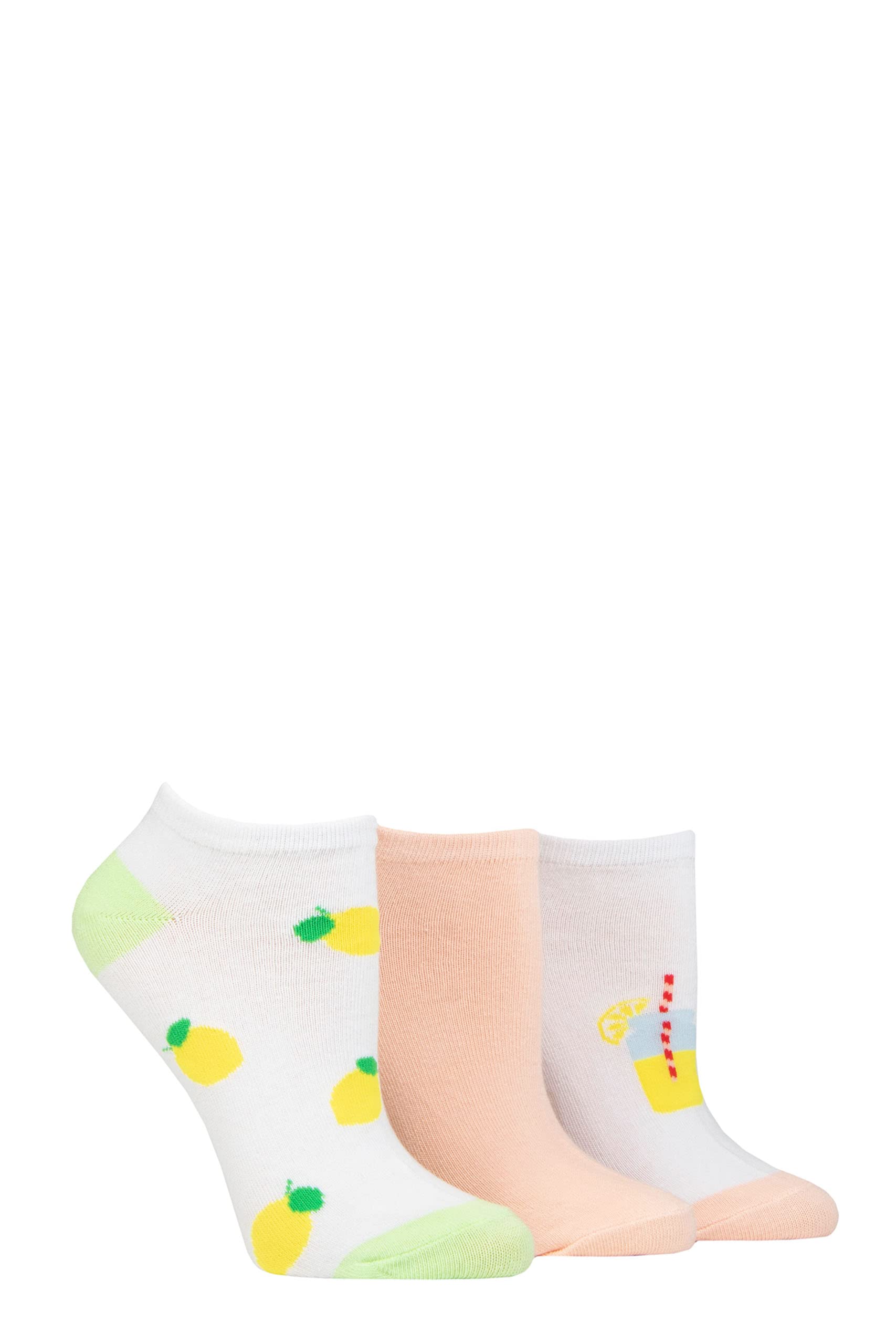 Sockshop Women's Lemonade Wildfeet Novelty Cotton Trainer Socks Pack Of 3 4-8