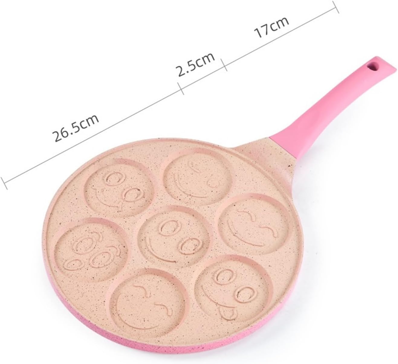 7 Smiling Face Frying Pans, Thickened Mini Pancake Breakfast Machine(Pink)