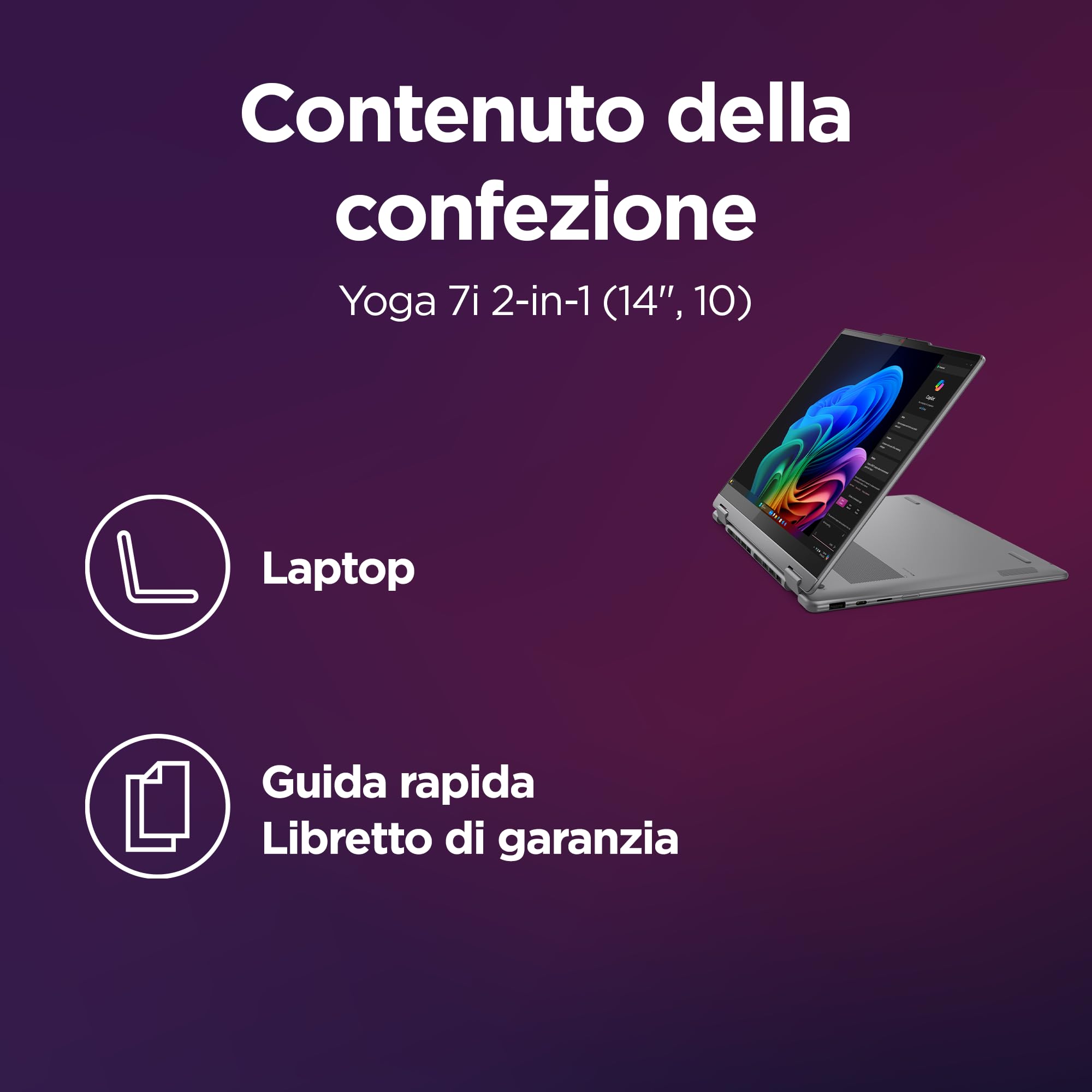 Lenovo Yoga 7 (2 in 1) Notebook Copilot+ PC Convertibile Touch 14” OLED WUXGA (1920x1200), Intel Core Ultra 5 226V, RAM 16 GB, 512 GB SSD, 60 Hz, Windows 11 Home, WiFi 7 - Luna Grey
