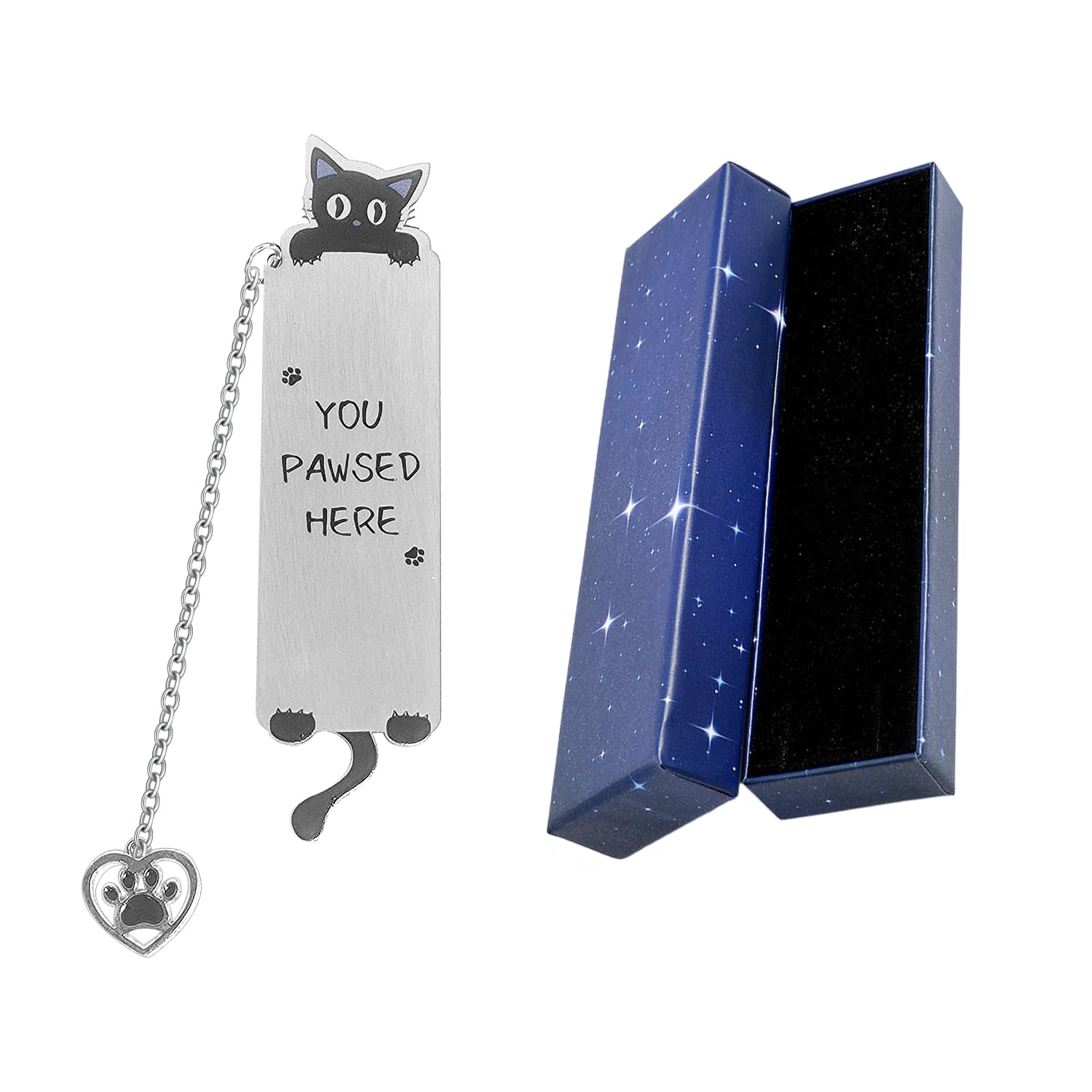 EJUFNS 1 Stainless Steel Cat Bookmark, 1 Gift Box, Fun Pet Reading Bookmark, Children'S Reading Marker, A Gift For Reading Lovers.
