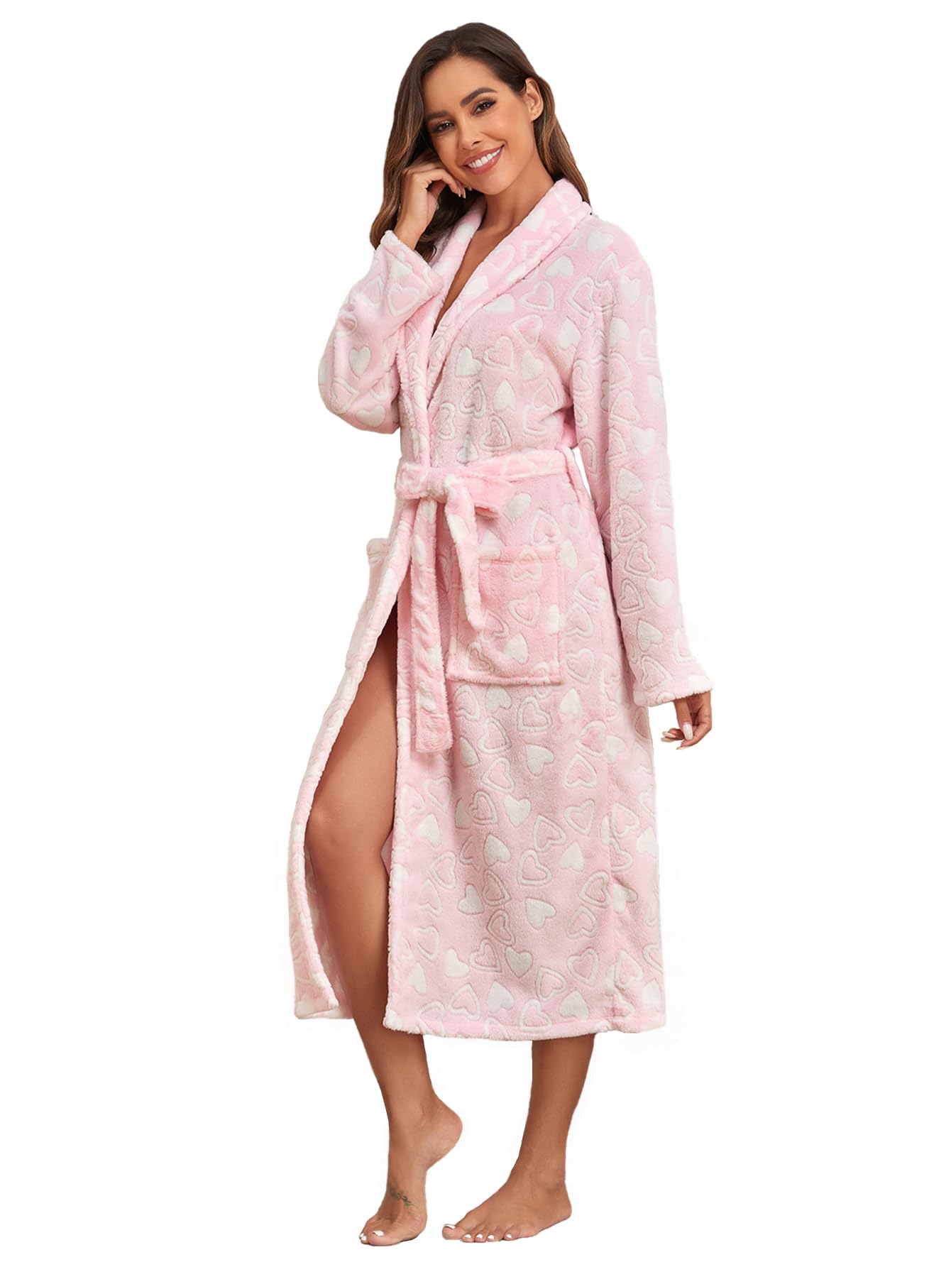 RONGTAI Warmer Plüsch-Bademantel für Damen, leicht und weich, Spa- und Bademantel, für Geburtstags- und Urlaubsgeschenke