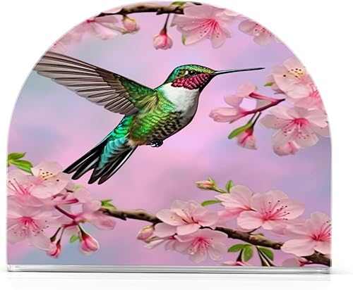 Servilleteros de colibrí y flor de cerezo para mesas, servilleteros de acrílico transparente, servilleteros de cóctel para cocina, restaurante, bar,