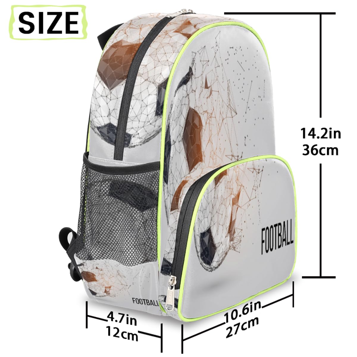 TropicalLife Kreatywny plecak piłkarski dla dzieci dziewcząt chłopców, nadruk piłkarski uroczy mały maluch plecak torba na książki szkoła podróż codzienny plecak, Kolor, 11.7 L