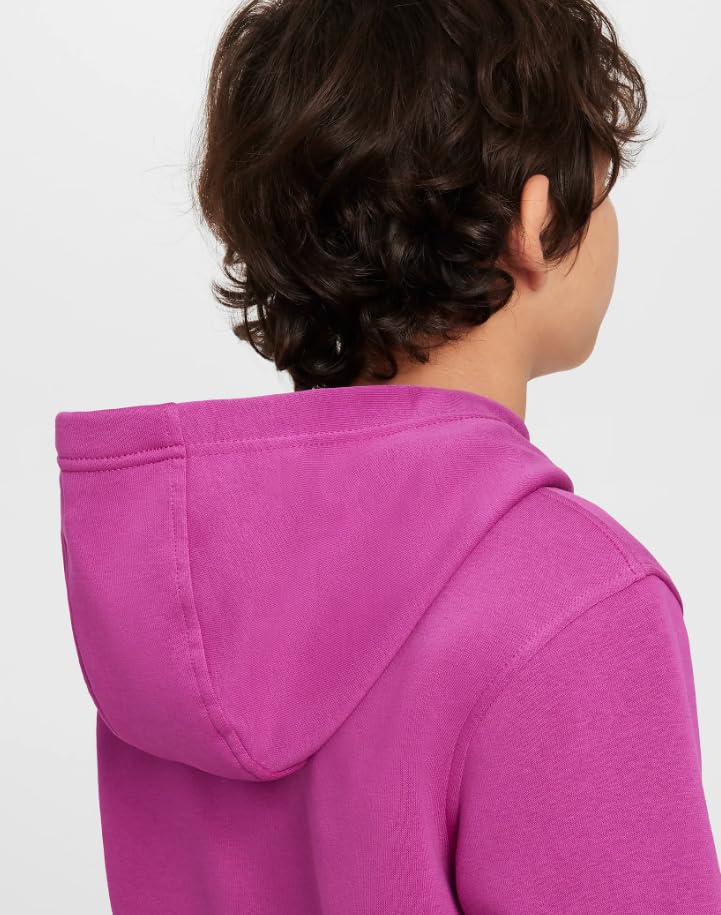 Nike Big Kid's Sportswear Club Fleece Pullover Hoodie, Hot Fuchsia/White, XLarge4