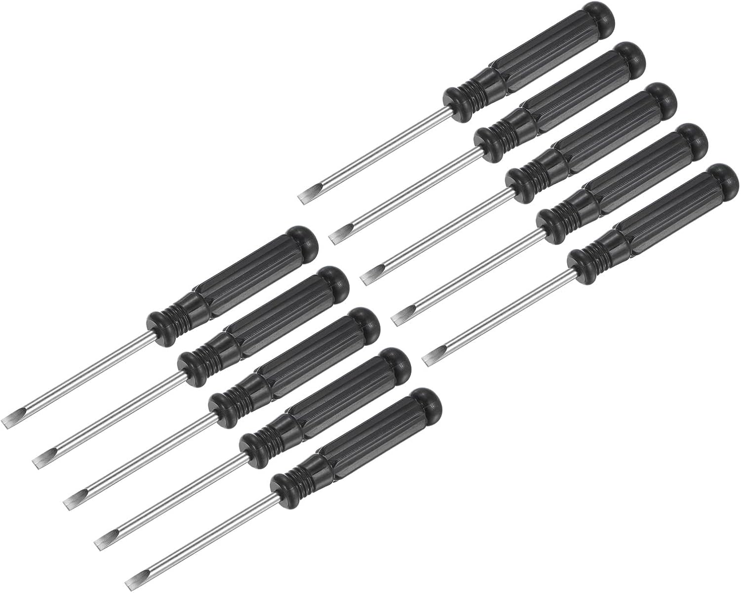 uxcell Mini Slotted Screwdriver, 3.0mm Flat Head with Black Handle for Small Appliances, 10 Pcs