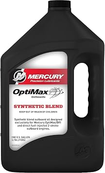 Mercury Optimax 2-Stroke Performance DFI Synthetic Blend Marine Engine Oil, 1 Gallon 8M0229798