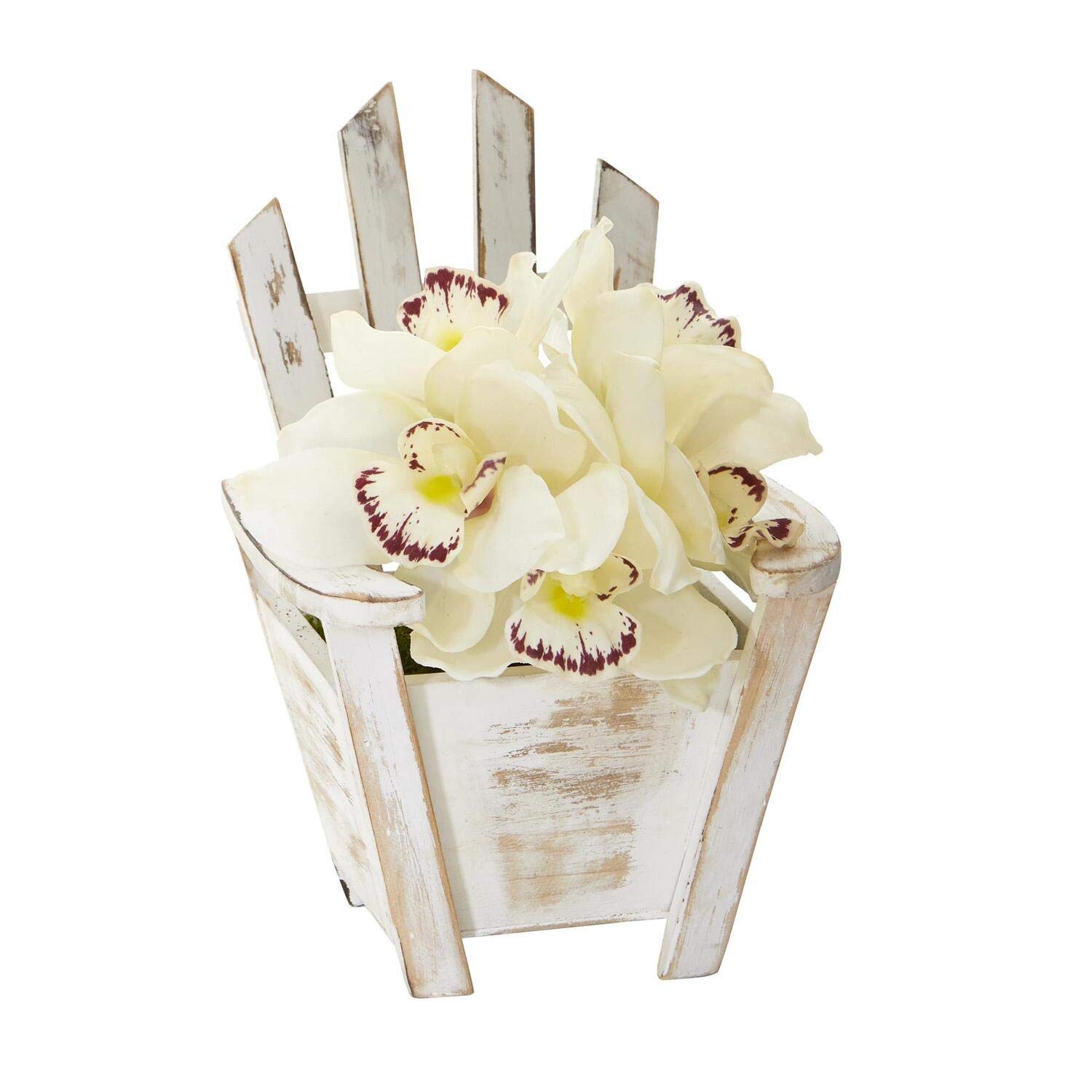Mini orchidée cymbidium blanche artificielle en soie déco maison