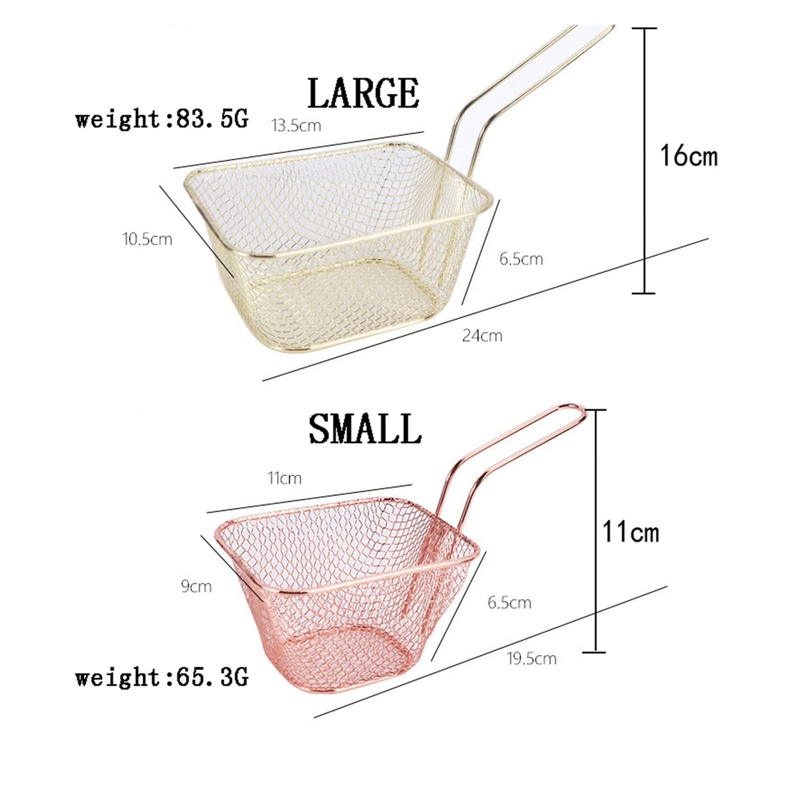 Cestello per fritture Chef's Choice in acciaio inossidabile - Perfetto per patatine fritte croccanti e esposizione di cibi - Resistente, elegante e pratico - Grandi dimensioni - Grigio