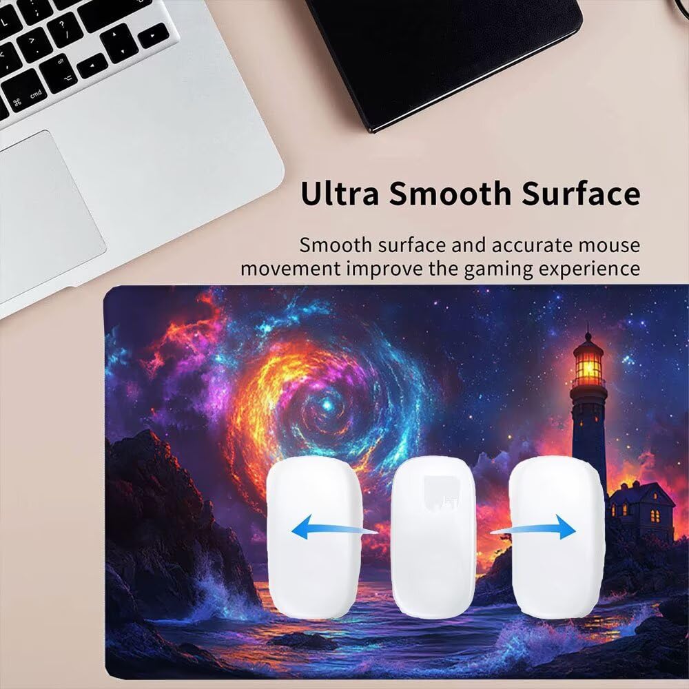 Alfombrilla Ratón XXL Alfombrilla Escritorio 1800x900mm Mouse Pad Mejora la Precisión y la Velocidad con Base de Goma Antideslizante y Bordes Cosidos Duradera Cómoda, Juegos (Faro Remolino) xR8-872