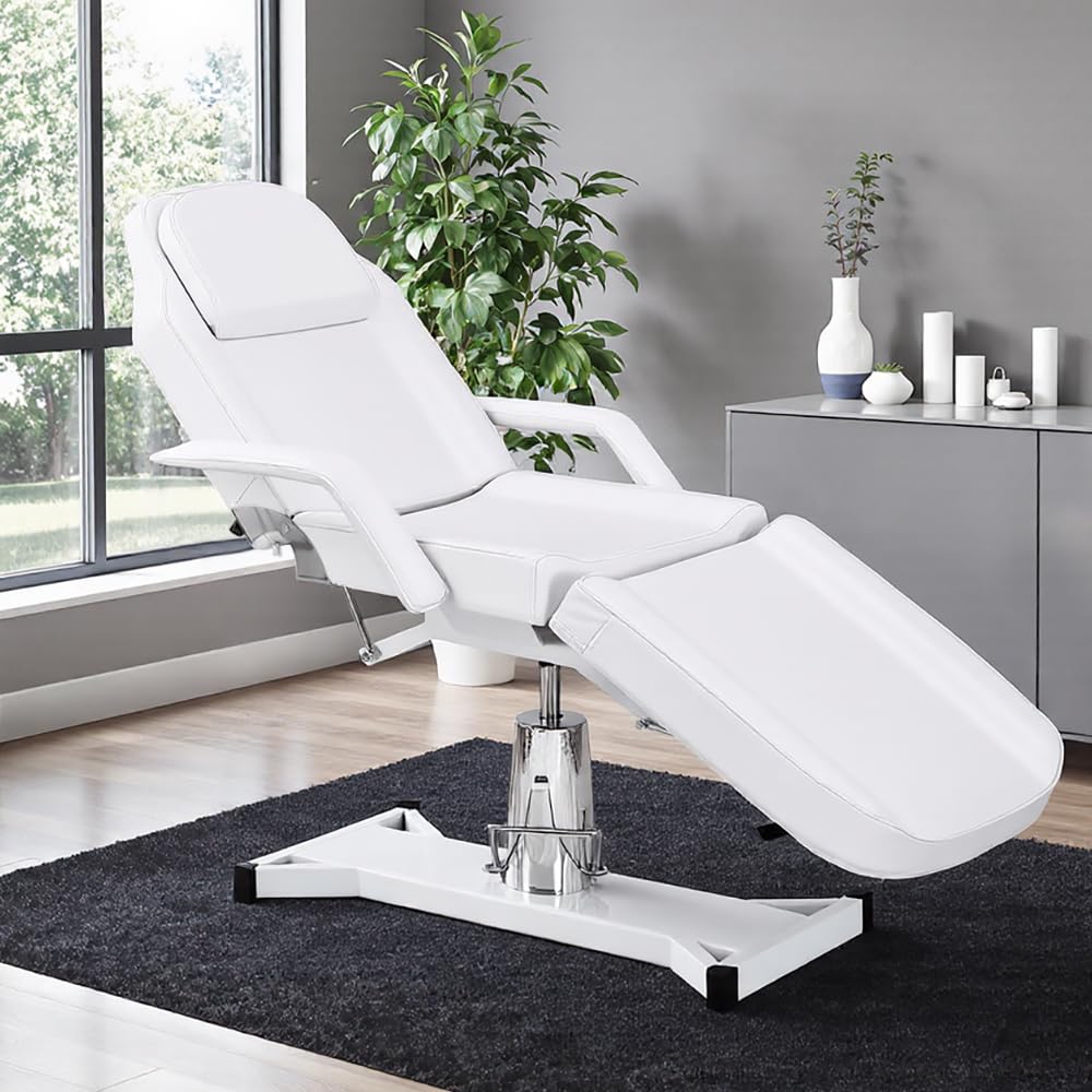 Massageliege Kosmetikliege Klappbar Höhenverstellbar 3 Zone,Tattoo Liege Friseurstuhl für Friseur Spa Schönheitssalon Ausrüstung (Weiß,182cmX82cmX64cm)