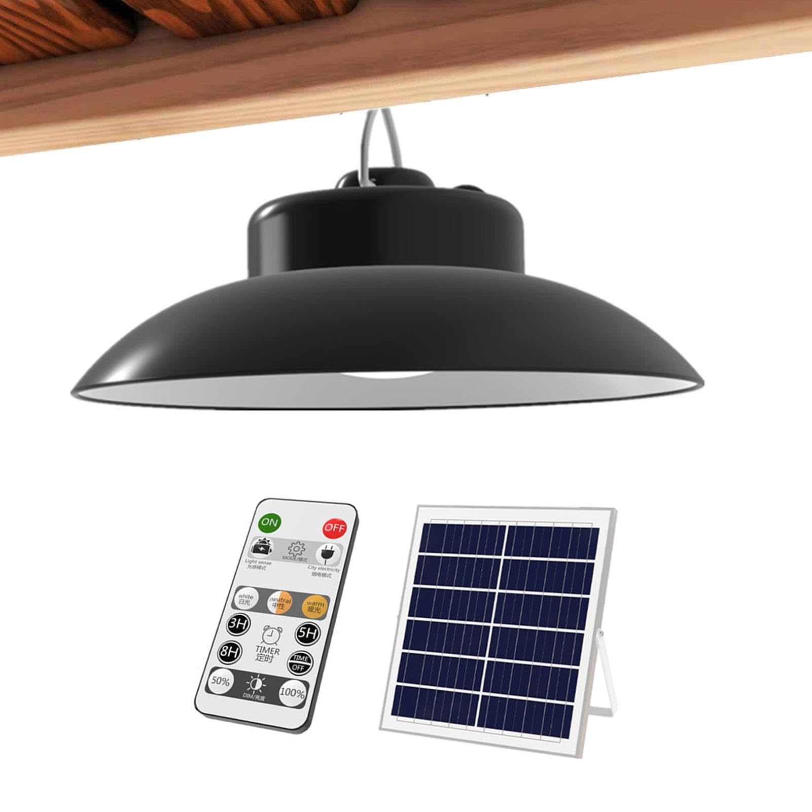 Solar Shed Light - Solar Pendant Light, Solar Security Lights | Dimmable Lighting Solar Powered, Lights Solar Powered with Remote, Dimmable Lighting for Gazebo, Barn, Garage and Indoor