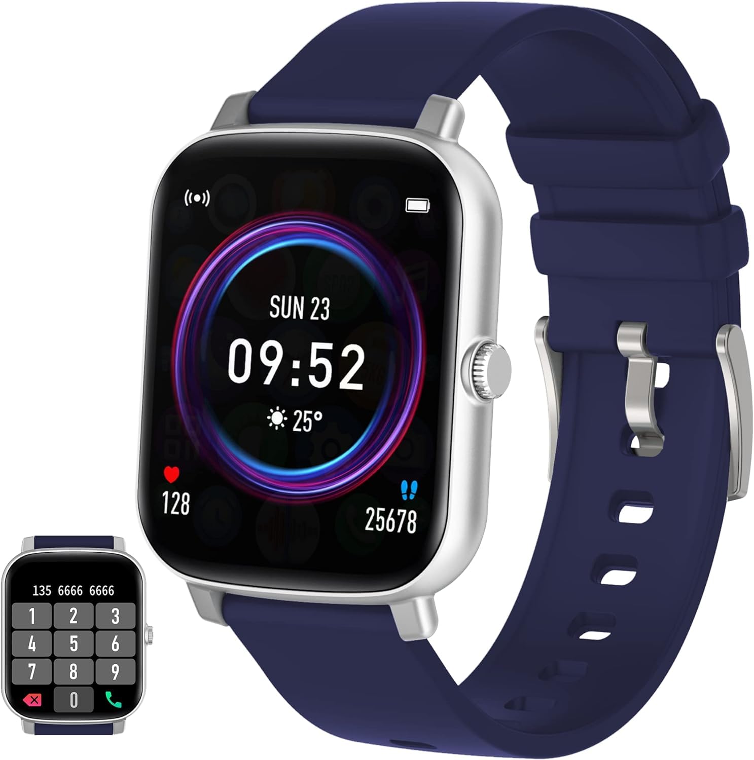 Smart Watch for Women Men Answer Make Call Android and iOS Compatible Fitness Tracker Silver-A