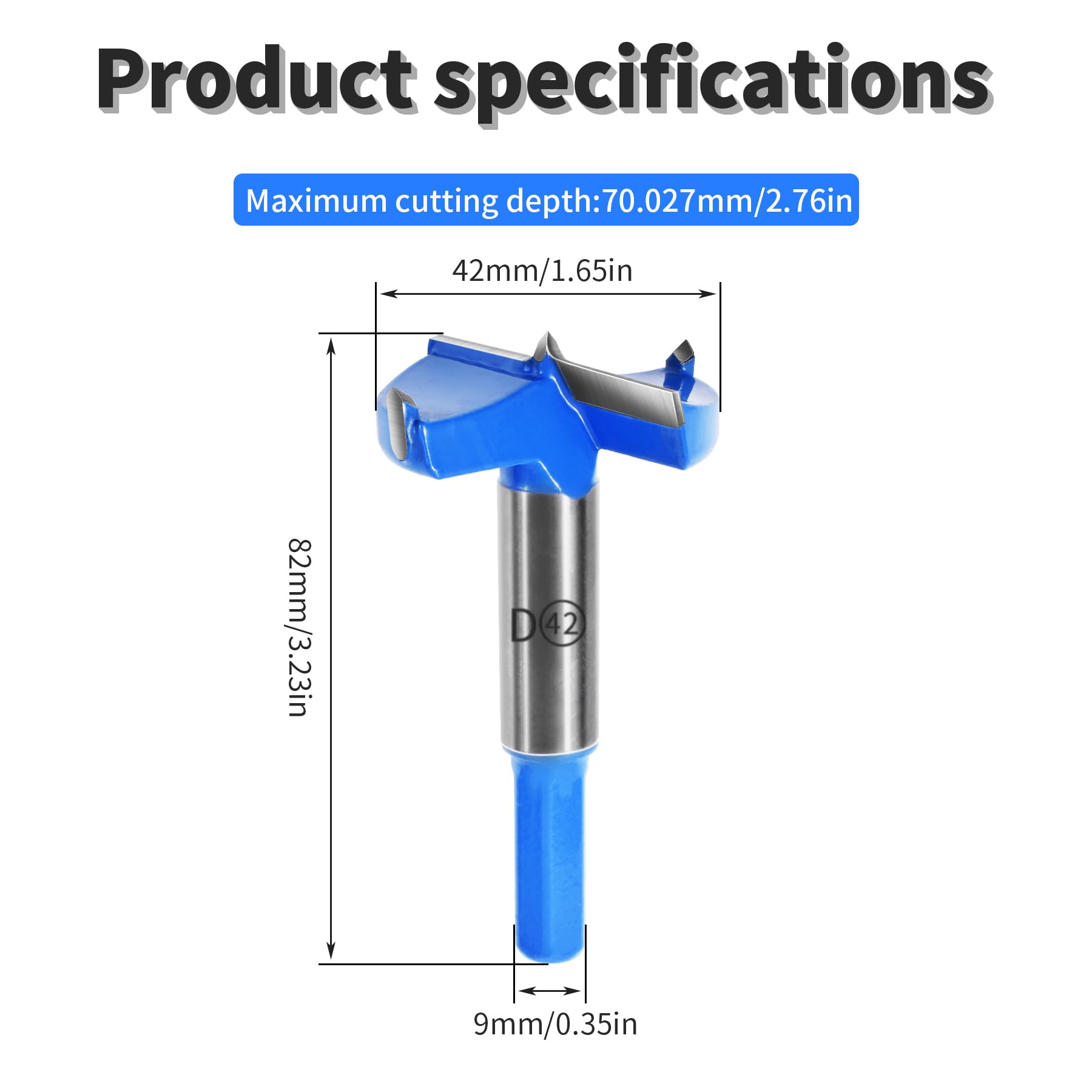 FOCMKEAS 42mm丨1.65 Inch Forstner Drill Bit with Hex Shank Double-Flute Tungsten Carbide Wood Hole Saw for Plastic Hard Wood - Image 2