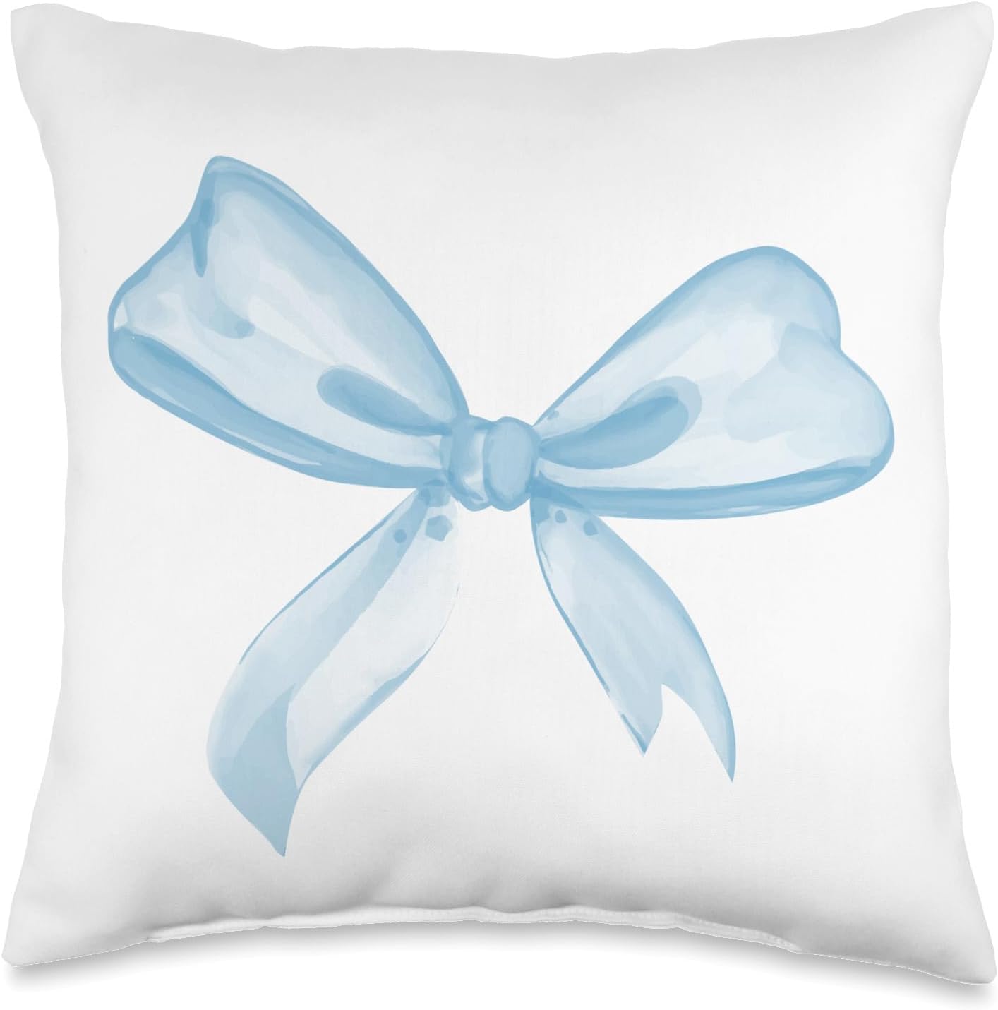 Aesthetic Light Blue Bow in Watercolor Throw Pillow