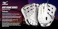 Vista 4 de Mizuno GMVP1250PF4W MVP Prime Fastpitch - Guante de sóftbol de 12.5 pulgadas, Trident Web, lanzamiento a mano derecha, blanco/gris