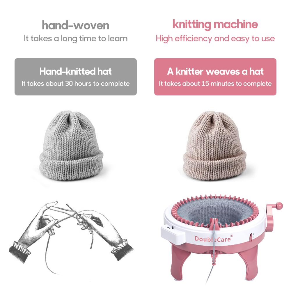 Strickmaschine mit 48 Nadeln, Smart Loom Strickmaschine mit Reihenzähler, Strickbrett, rotierende Doppelstrickmaschine für Erwachsene/Kinder, Geschenk, DIY Strick, Schal, Mütze, Socken (mit Wolle)