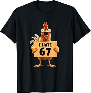 I Hate 67 Meme with Chicken Anti 6 7 Funny Six Seven Slang T-Shirt
