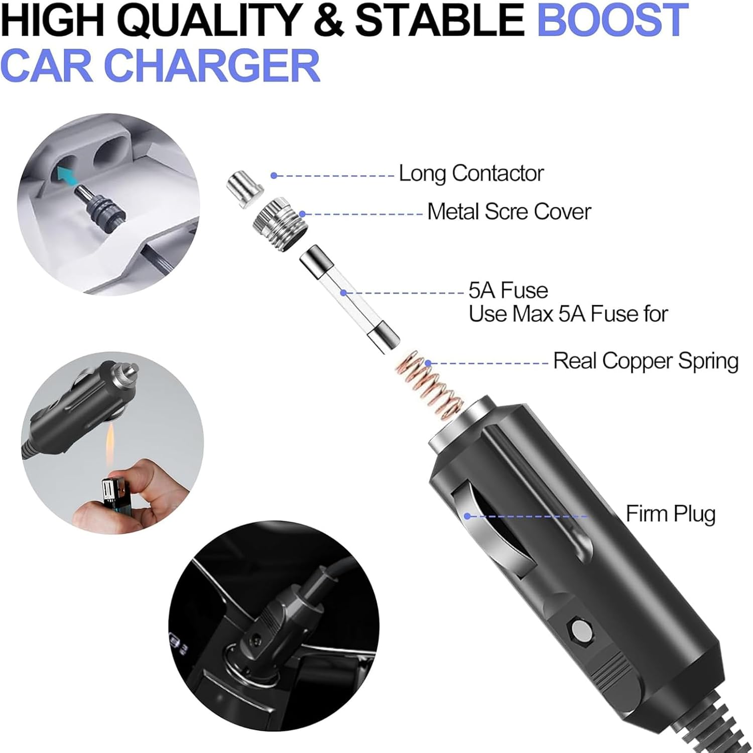 12V-36V Car Power Adapter 19AWG DC Charger Cable 5.2A to 1.67A Satellite Vehicle Power Converter