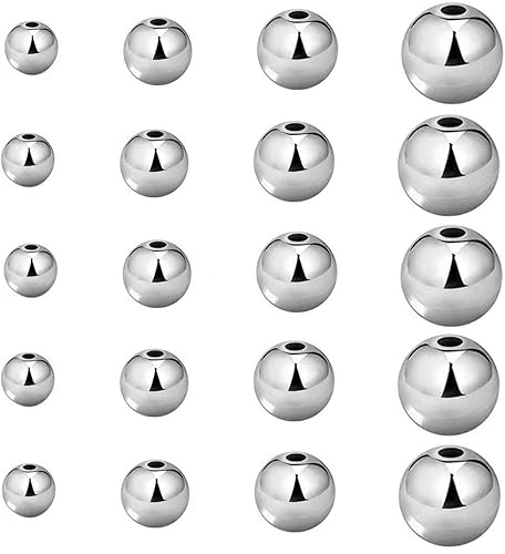 200 cuentas blancas mixtas en K lisas, pequeñas y redondas, de latón de larga duración, resistentes al deslustre, sin costuras, sueltas para hacer