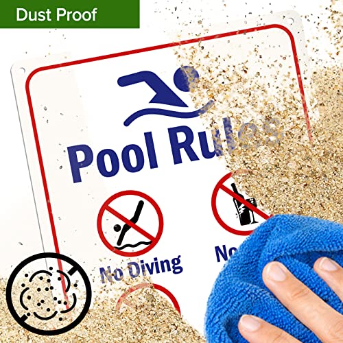 Pool Rules Swim At Your Own Risk No Expections Sign, 10" X 14" 0.40 Aluminum, Fade Resistance, Indoor/Outdoor Use, Usa Made By My Sign Center #TOP7