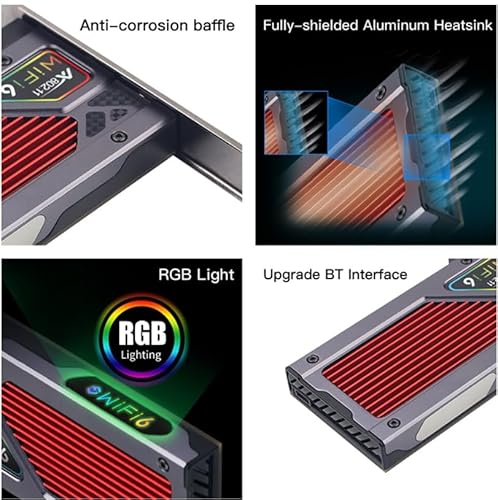 Placa Wireless WiFi 6E AX210 NGW PCI-E BT5.3 Tri-Band WiFi para 6GHz/5GHz/2,4GHz 5400Mbps Gigabit FV