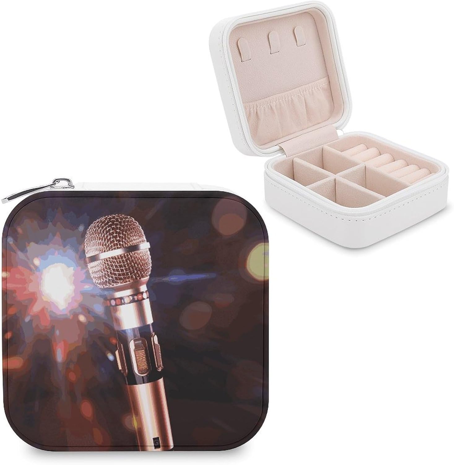 Square Karaoke Microphone Jewelry Box for Ring Earring Necklace
