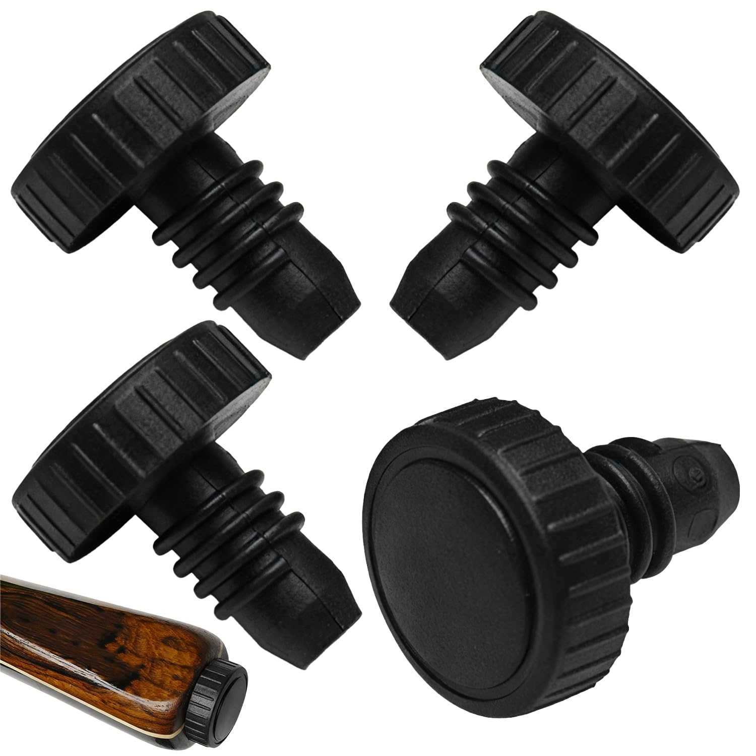 4 Protectores para Culote de Taco de Snooker, Tapas de Goma Ligera para el Fondo del Taco, Cubiertas amortiguadoras compatibles con Tacos John Parris, Peradon, Britannia, Master y Woods